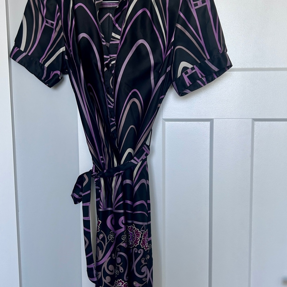 Banana Republic Purple and Black Wrap Midi Dress